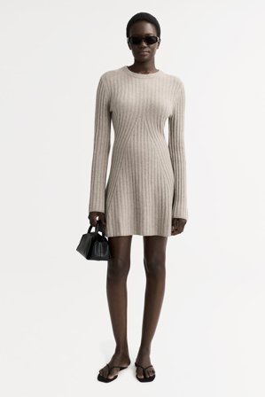 Soft Goat - Mini Dress - Cashmere dress - S - Greige