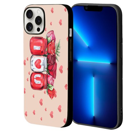 Charmerende iPhone 16 Plus Beskyttelsesetuier, Sødt iPhone 16 Plus Etui til 12 Pro Max 13 14 Mini 15 Pro 17 16 Valentinsdag Etuier