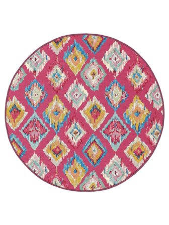 Kirra Ikat Indoor/Outdoor Rug Washable Ø 100 Small Pink/Multicolor Round