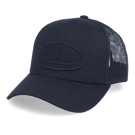 Von Dutch - Zwart trucker Cap - Oval Patch Black on Black/Black Trucker @ Hatstore