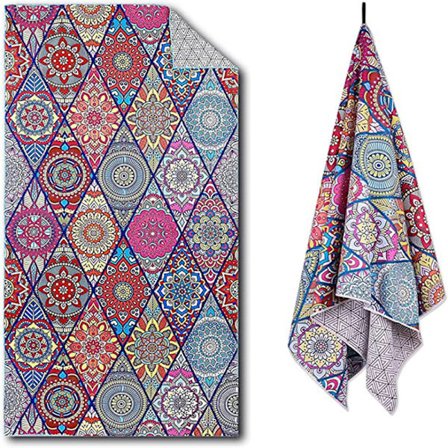 Nyt strandhåndklæde trykt på begge sider XXL 80x160 cm, mikrofiberhåndklæder med lomme, hurtigtørrende håndklæde |Sandfri & Ultralet |Badehåndklæde 