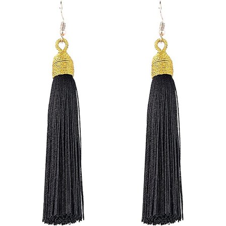Långvävda tofsörhängen Statement Fringe Dangle Örhängen för kvinnor tjejer, Bohemian Handmade