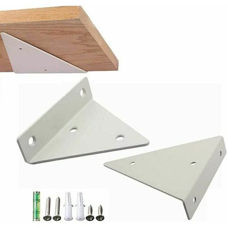 2 st flytande hyllkonsoler - Osynliga triangulära dolda hyllkonsoler - Vita