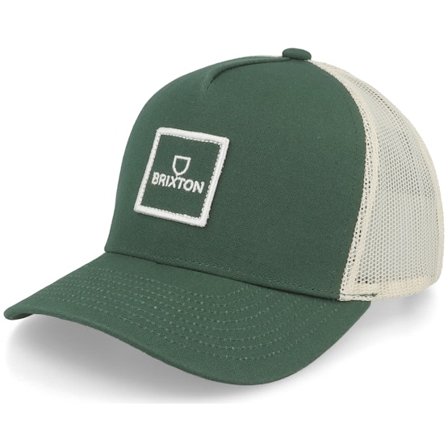 Brixton - Verde trucker Gorra - Alpha Block X C Mp Mesh Dark Forest/Off White Trucker @ Hatstore