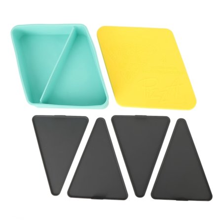 Silikoninen pizzalaatikko, neliönmuotoinen, lämmitettävä, uudelleenkäytettävä pizzansäilytysastia piknikeille, mintunvihreä, keltaisella kannella