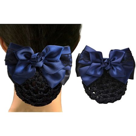 Hårnett for kvinner med satengsløkke og fransk hårklips