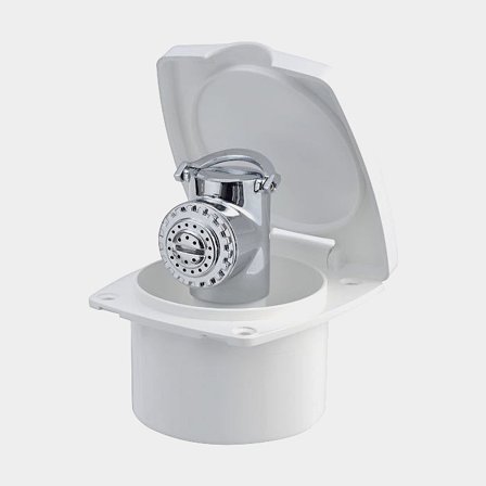 Dusch båt / infälld dusch New Edge, med slang 2.5 meter, lock i plast, vit