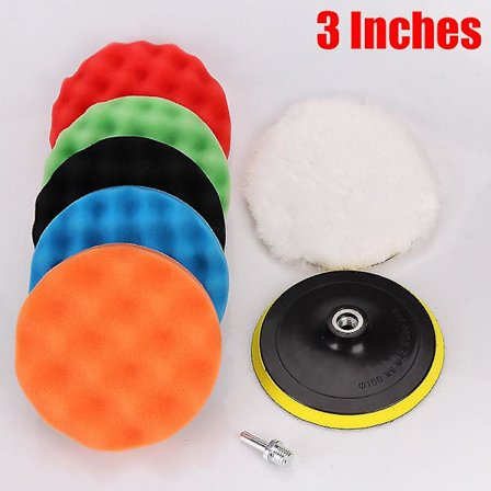 8 stk. bilpoleringssæt selvklæbende poleringsvoks svamp uldhjul poleringspude til bilpoleringsmaskine boreadapter detaljerengøring - poleringsskive