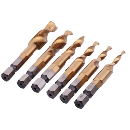 6 kpl HSS-titaaniseoskuusikulmavarren poranteriä vM3 - M10