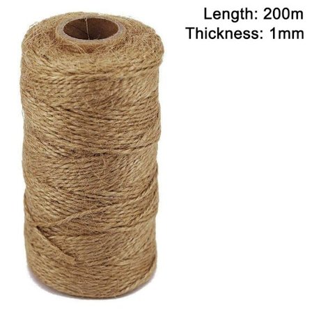 200m Naturlig Jute Snor, 1mm Håndverkssnor Dekorativ Snor Perfekt for DIY Kunst og Håndverk Hagearbeid Håndvevd Fin Hampetau