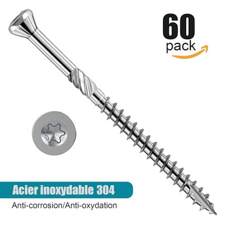 T25 Rustfrit Stål Dækskruer, type 17 Torx Spor, 5*60mm