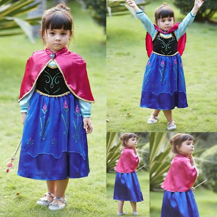 Barn Jenter Frozen Anna Princess Dress Cosplay Festkostyme Fancy Dress