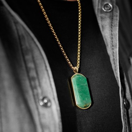 Ατσάλινο Κολιέ Orisun Anthony Taiwanese Jade για άνδρες - Ατσάλινα κολιέ