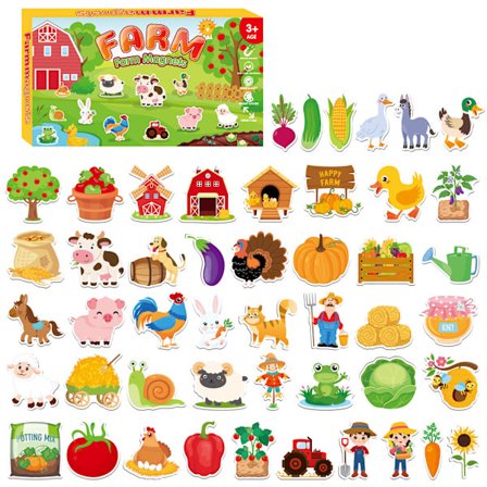 Store pedagogiske kjøleskapsmagneter for barn, tegneserie dyrealfabet ABC og tall læringsleker, tidlige læringsleker for småbarn i aldre