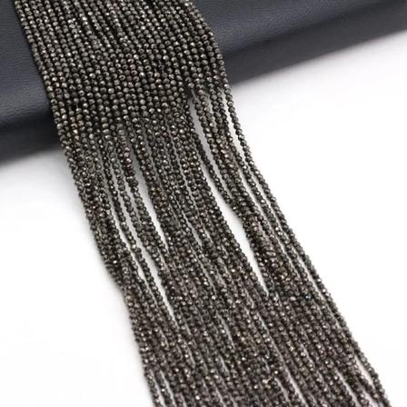 2 mm 2 st/ Set Natursten Spinell Färgglada Små Pärlor Fasettslipade glaspärlor för smyckestillverkning DIY Halsband Armband Tillbehör Black