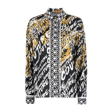 Versace Jeans Couture Printed Twill Shirt Sort, Dame