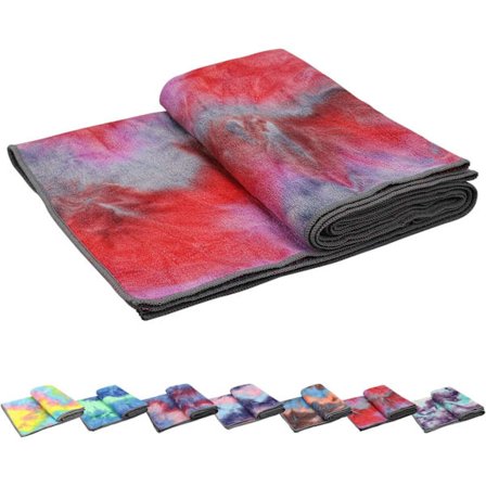 Yogahåndklæde, skridsikre yogahåndklæder med skridsikker vaffelstruktur, 100 % absorberende lugtfri mikrofiber yogamåtte, 61 cm x 183 cm Pink & Rød