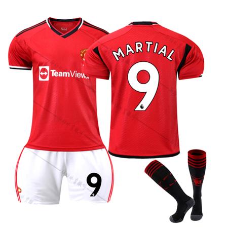 23/24 Ny sesong Hjem Manchester United F.C. MARTIAL Nr 9 Barn Jersey-pakke Barn-26