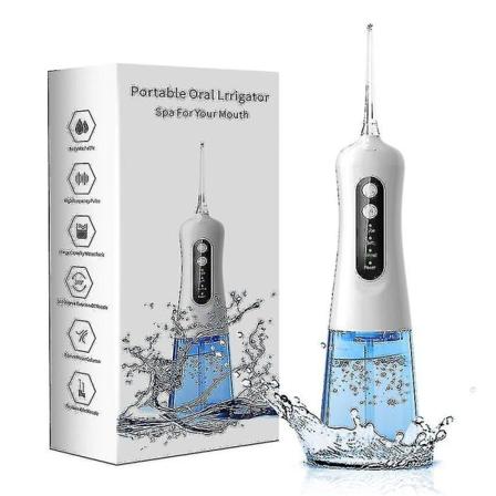 Kannettava suuhuuhtelulaite Vesihammaslanka USB-ladattava 4 tilaa Ip7 Vedenpitävä 300 ml Hampaat
