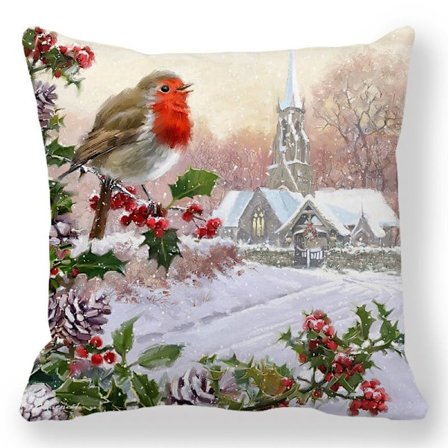 45x45cm Vinter Festlig Selskap Dekor Putetrekk Sofa Dyr Snømann Trykk Putetrekk