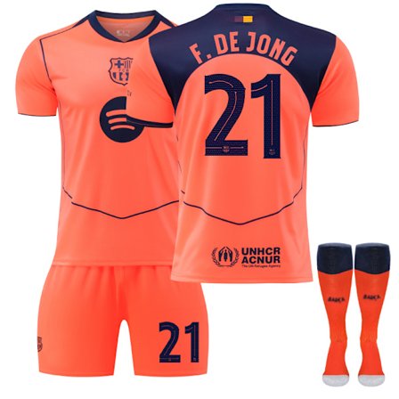 25-26 FC Barcelona Vieras Third NO.21 F.DE JONG Pelipaidat Setti Lapset Aikuiset Jalkapallovarusteet Sukkien kanssa