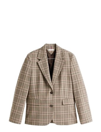Core Check Reg Straight Blazer Beige Tommy Hilfiger