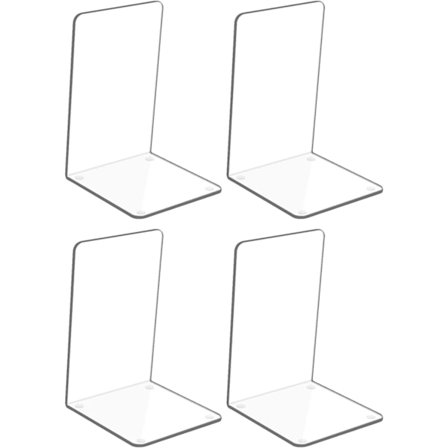 4 stk. Klare Akryl Bogstøtter med Skridsikre Klistermærker, til Soveværelse Bibliotek Kontor Skole og Skrivebordsorganisering Dekoration Gave