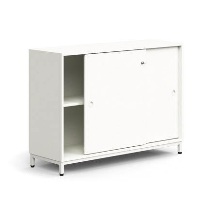 Schiebetürenschrank QBUS, abschließbar, 868x1200x400 mm, weiß