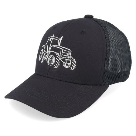 Kiddo Cap - Svart trucker Keps - Kids Tractor Outline Black/Black Trucker @ Hatstore