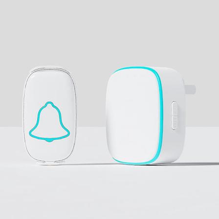 Vanntett Trådløs Dørklokke med Melodier og LED-Blink - Enkel Installasjon, 300m Rekkevidde - 1 Trykknapp & 1 Mottaker (Hvit)