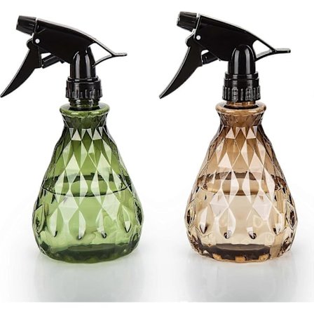 2 Tomme Sprayflasker, 500 ml Vandforstøverflaske med Justerbart Sprayhoved, Forstøver til Planter (Grøn Brun)
