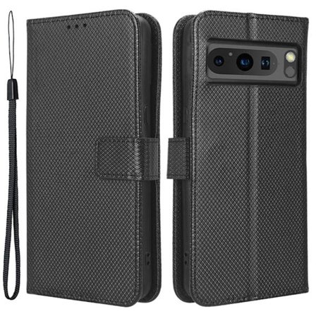 SKALO Google Pixel 8 Pro Premium Mini Rhombus Wallet Flip Cover - Sort