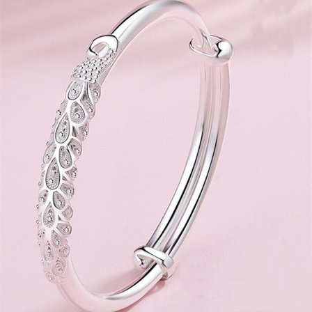 Dam Silverpläterad Elegant Armring Armband Berlock Bröllop Smycken