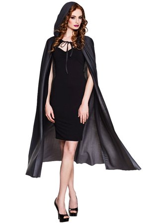 Svart Cape med Hette