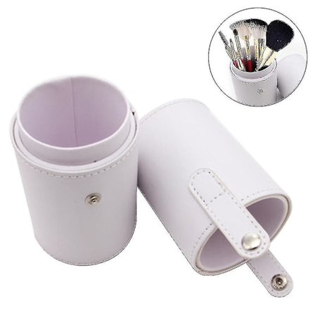 Portable Make Up Brush Holder, Cosmetic Brush Bucket Storage Cylinder Pu Leather Cosmetics Make Up Cup Organizer For Desk And Travel