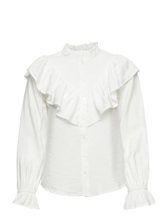 Onllina L/S Frill Top Wvn White ONLY