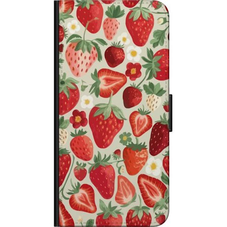 Kompatibel Tegnebogsetui til Samsung Galaxy Note10 Lite Dekorativt mønster med røde jordbær, grønne blade og små blomster