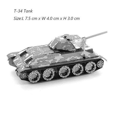 3D Metallpussel DIY Manuell Berömda Tank Militärserie Tiger Tanks T-34 Js-2 M1a1 Tankmodell Montera Pussel