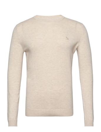 Sddenley Ls1 Strikkegenser M. Rund Krage Beige Solid*Betinget Tilbud