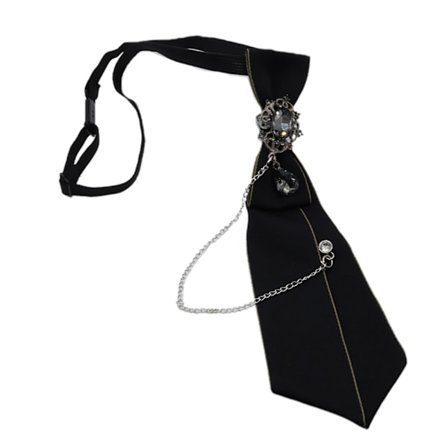 Steampunk Svart Slips Gothic för Rhinestone Metallkedja Kristallhänge Smycken fluga Kväll Justerbar förbunden rosett