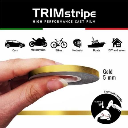 Trim Stripes självhäftande remsor för bilar, guld, 5 mm x 10 mt