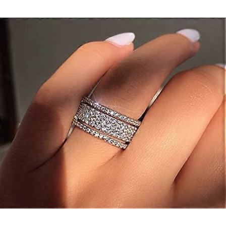 Ringe Cubic Zirconia Eternity Forlovelses Vielsesringe Vielsesringe til Kvinder Jubilæum 3 Båndbredde Ringe (6)
