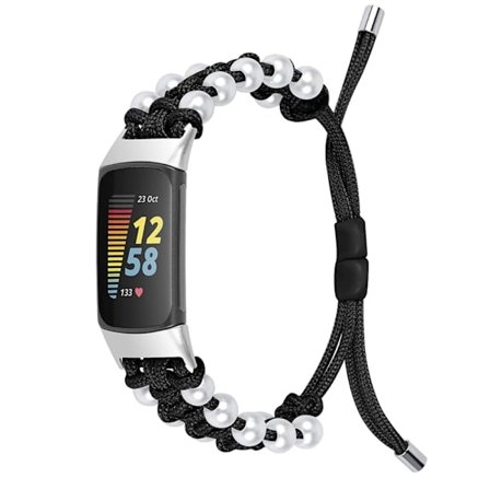 Fitbit Charge 5 snyggt orb nylonarmband - Svart