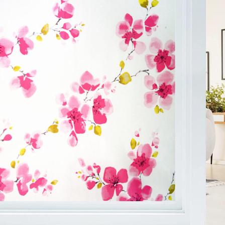 Farvet blomstermønster glas klistermærke anti-peep privatlivsvindue rød