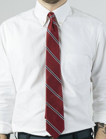 AN IVY Red White Navy American Silk Tie - Multi/patterned - ONE SIZE