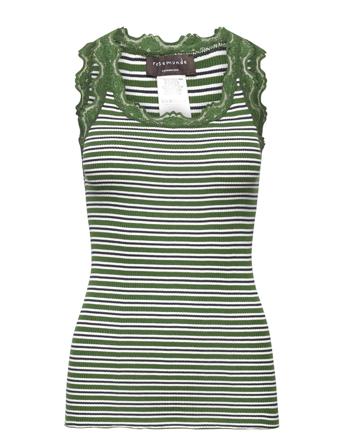 Silk Top W/ Lace T-shirts & Tops Sleeveless Grön Rosemunde