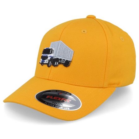 Kiddo Cap - Gul flexfit Keps - Kids Truck Container Yellow Flexfit @ Hatstore