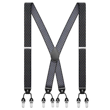 Vexel | Tirantes anchos con forma de X y rayas azules y marrones para hombres - Tirantes con clip