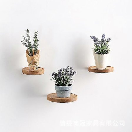 2 stk Fortykket Tre Flytende Hylle, Rund Veggmontert Hylle, Tre Vegghylle For Diverse Ting