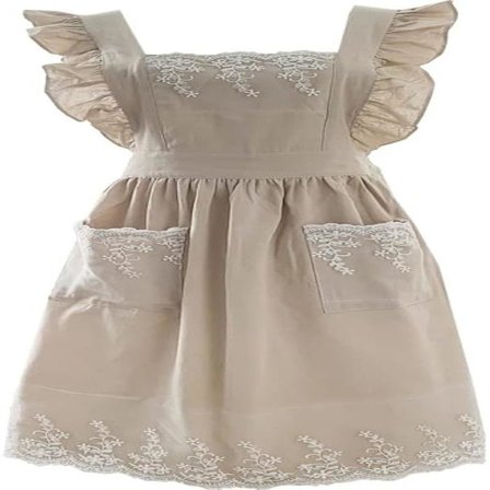 Sødt justerbart forklæde i blonde til kvinder, bomuldslinned, beige, hjemmekøkken, madlavningsforklæde med lomme, gave